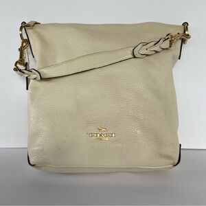 Coach Abby Duffle Pebbled Leather Shoulder Bag Chalk F31507